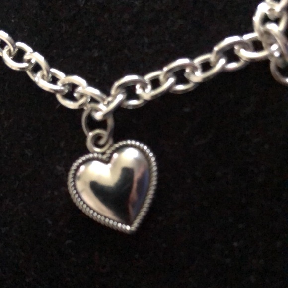 Elegant Silver and Gold Heart Charm Bracelet - Picture 8 of 10